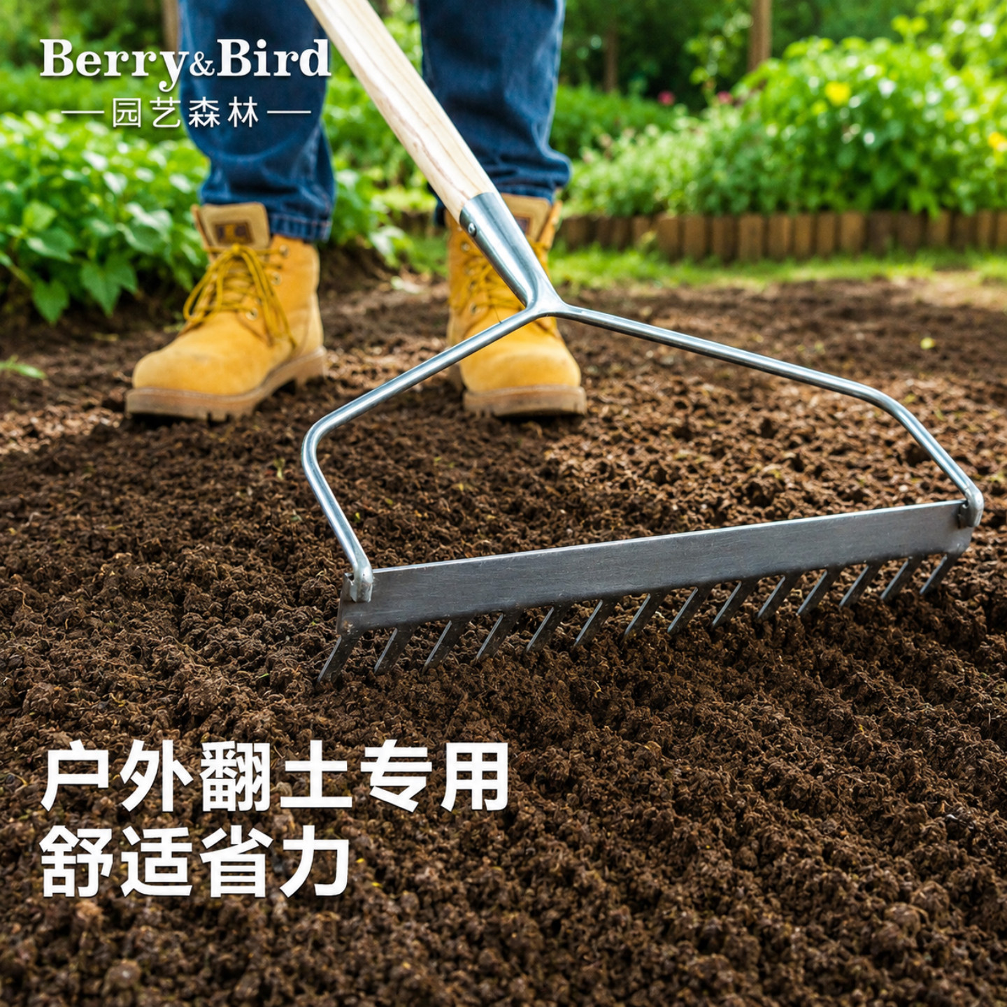 Berry&Bird园艺不锈钢齿钉耙翻土图片