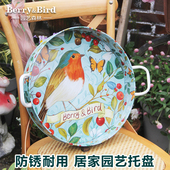 Berry&Bird园艺森林居家用收纳托盘客厅零食水果茶盘圆形金属大号