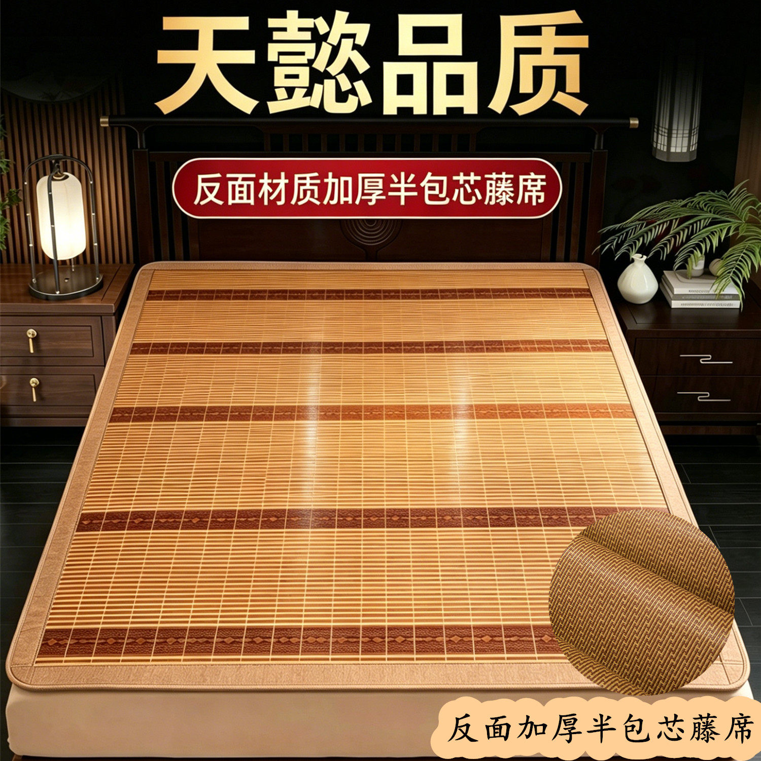 老式传统竹席定制直筒楠竹席子