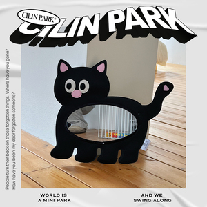 CILINPARK黑粉小骚猫可爱原创镜子礼物pu材质家居装饰氛围感