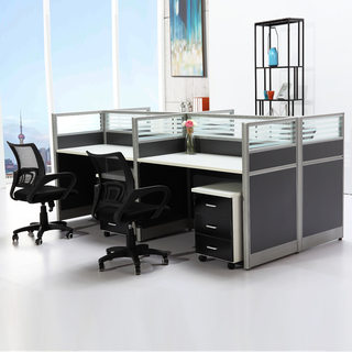 简约现代职员办公桌椅组合2/4人位员工电脑办工桌屏风职员工作位