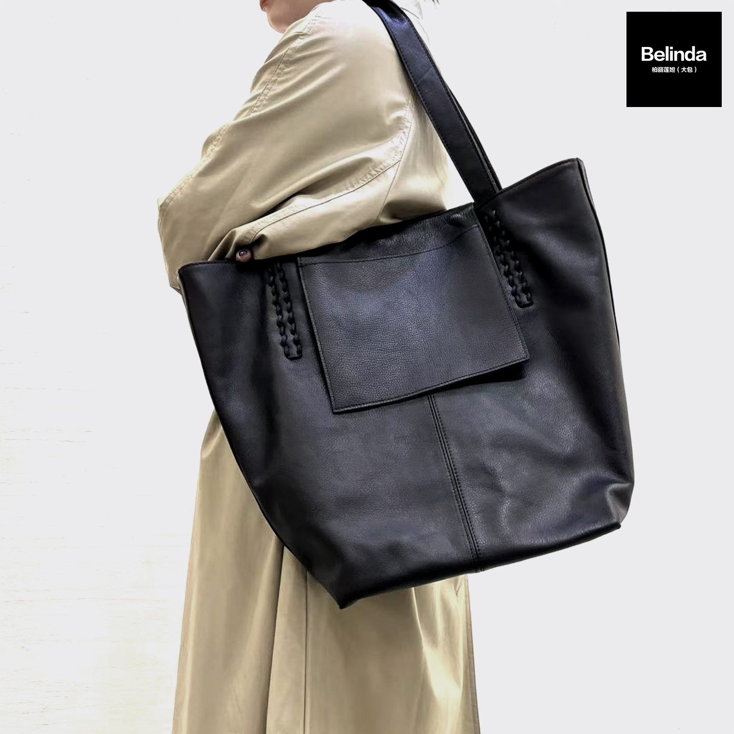 新款真皮复古大容量单肩托特包女