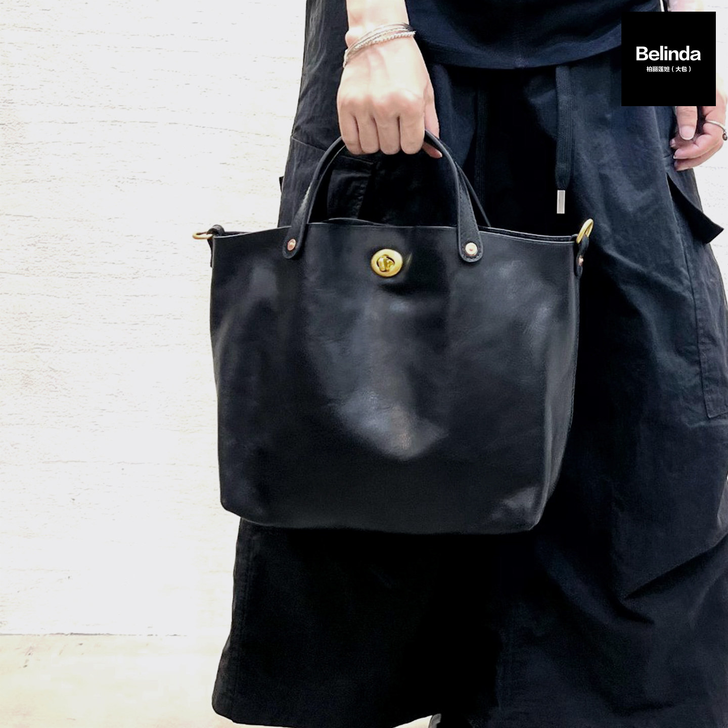 新款真皮头层植鞣牛皮锁扣大容量托特包手提单肩斜挎复古通勤女包