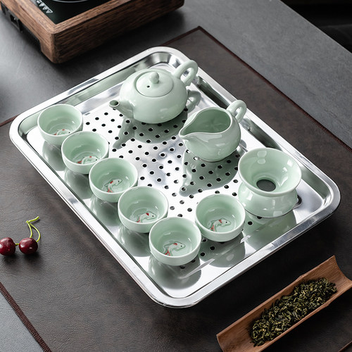 不锈钢家用简易风小型套装茶盘