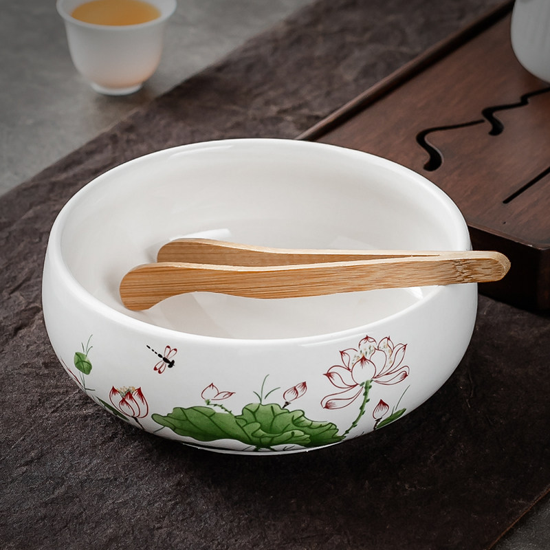 茶洗大号笔洗水盂陶瓷功夫泡茶具配件茶道零配用具家用洗茶碗花盆