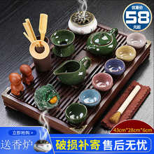 紫砂功夫茶具套装家用简约陶瓷茶杯电热磁炉茶台茶道实木茶盘