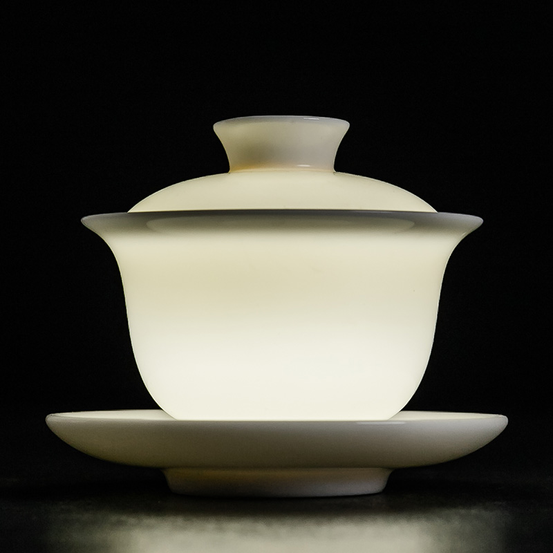 白瓷办公室会客德化盖碗功夫茶杯