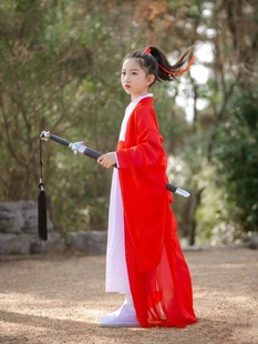儿童汉服古装花木兰女改良魏晋中国风武侠宝紫霞仙子古风襦裙