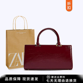 ZAR 2025秋冬新品 女包绛红色质感迷你单肩斜挎手提包潮链条小方包