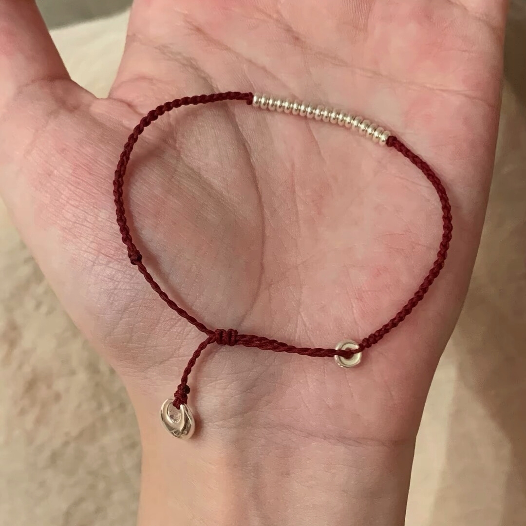 小孩哥同款手绳925银坨坨红绳手链