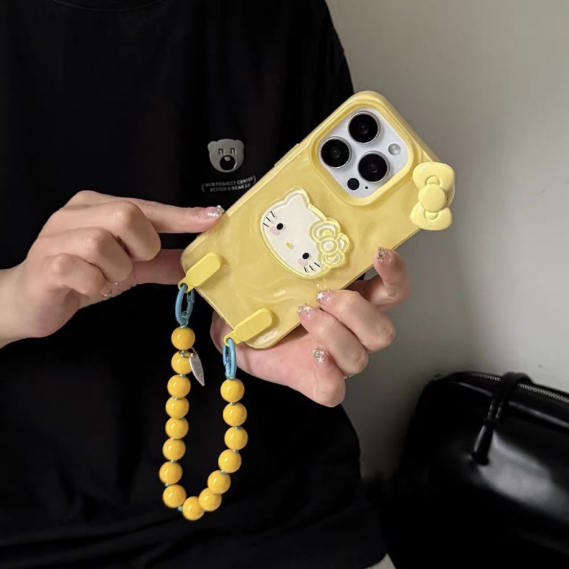 陨石纹立体KT猫手链适用iPhone16promax手机壳苹果14pro硅胶15promax网红女款16全包13pro保护套12防摔11可爱