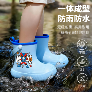 雨鞋冬季加绒保暖外穿防水防滑雨靴儿童卡通EVA软底玩水鞋雨天