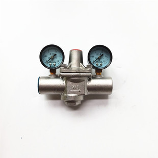 Y110X 双压力表调压减压阀DN15 减压阀 16P不锈钢丝口可调式
