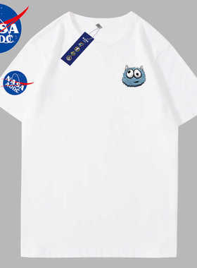 NASADIEU款潮牌纯棉短袖t恤男女同款宽松圆领半袖时尚流行国潮