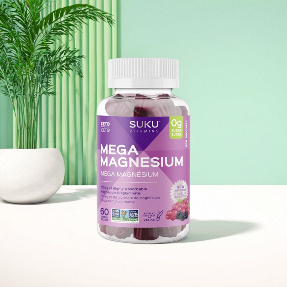 加拿大 Suku Vitamins Mega Magnesium 双甘氨酸镁软糖 呵护睡眠