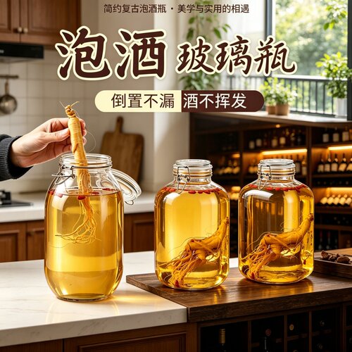 泡酒玻璃瓶加厚密封坛泡药酒容器