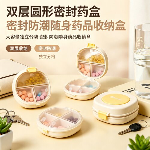 便携大容量密封防潮七天药盒