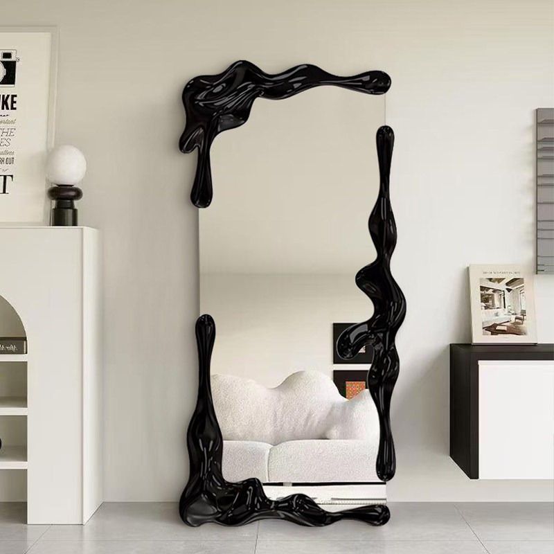 网红ins壁挂穿衣镜法式不规则落地全身镜服装店设计师试衣镜定制