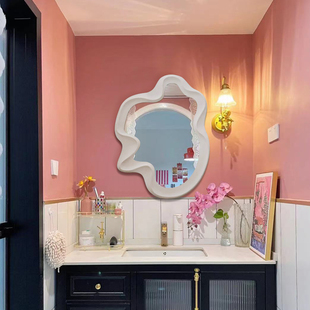 法式卧室智能化妆镜不规则卫生间防雾壁挂镜子异形艺术玄关装饰镜