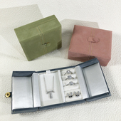 日系双开按扣印花绒布首饰盒礼品戒指项链耳钉精致便携套装 盒子