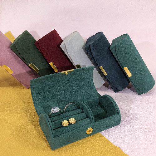 迷你首饰盒便携拱面精致绒布戒指盒出差旅行耳钉耳环饰品盒收纳盒