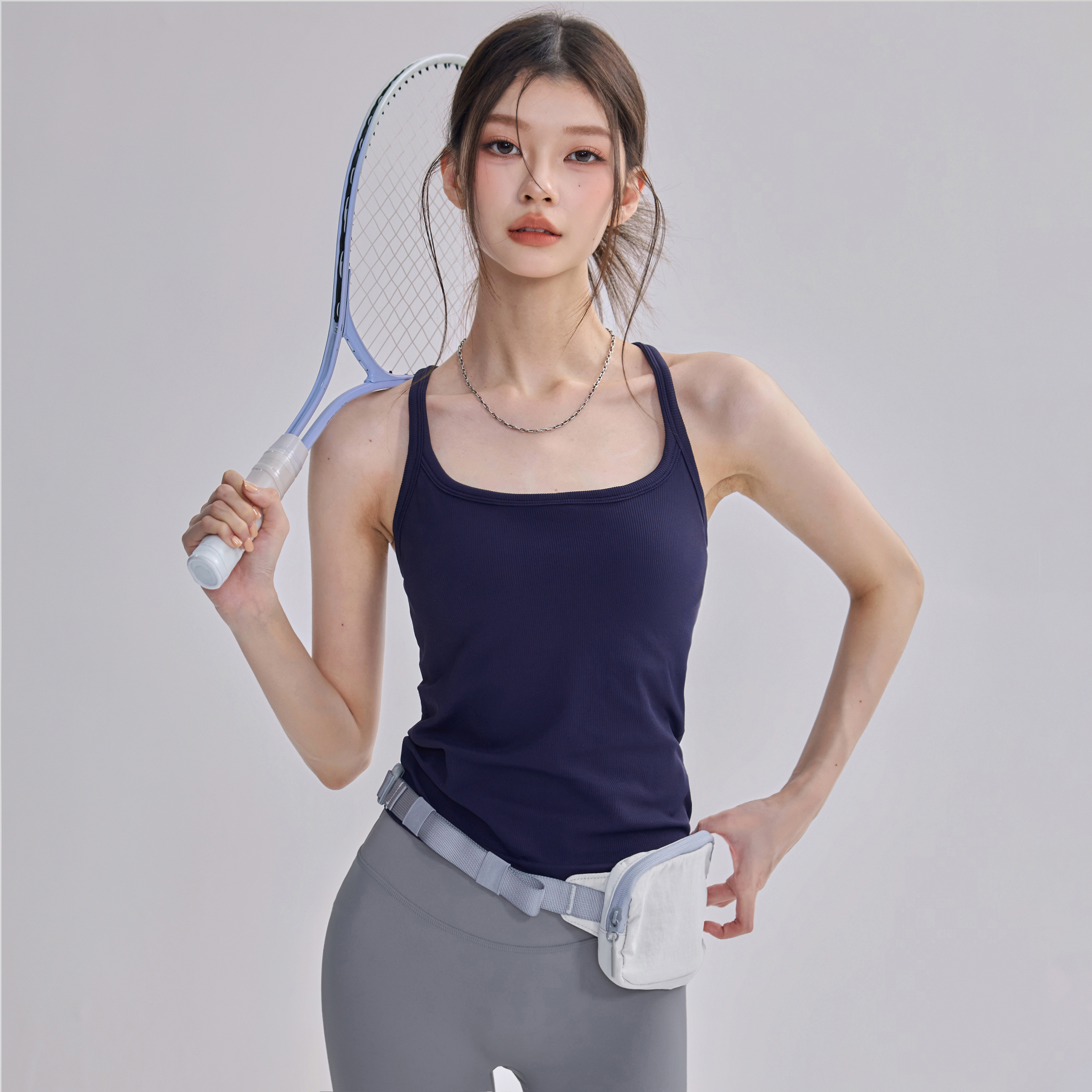 带胸垫运动背心女工字吊带瑜伽服上衣防震速干普拉提训练弹力内衣