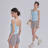 运动瑜伽背心女羊毛固定杯健身内衣速干普拉提训练网球服美背吊带