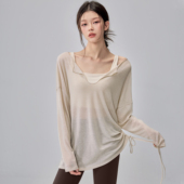 瑜伽服罩衫 女宽松显瘦跑步运动长袖 T恤专业普拉提训练健身上衣新