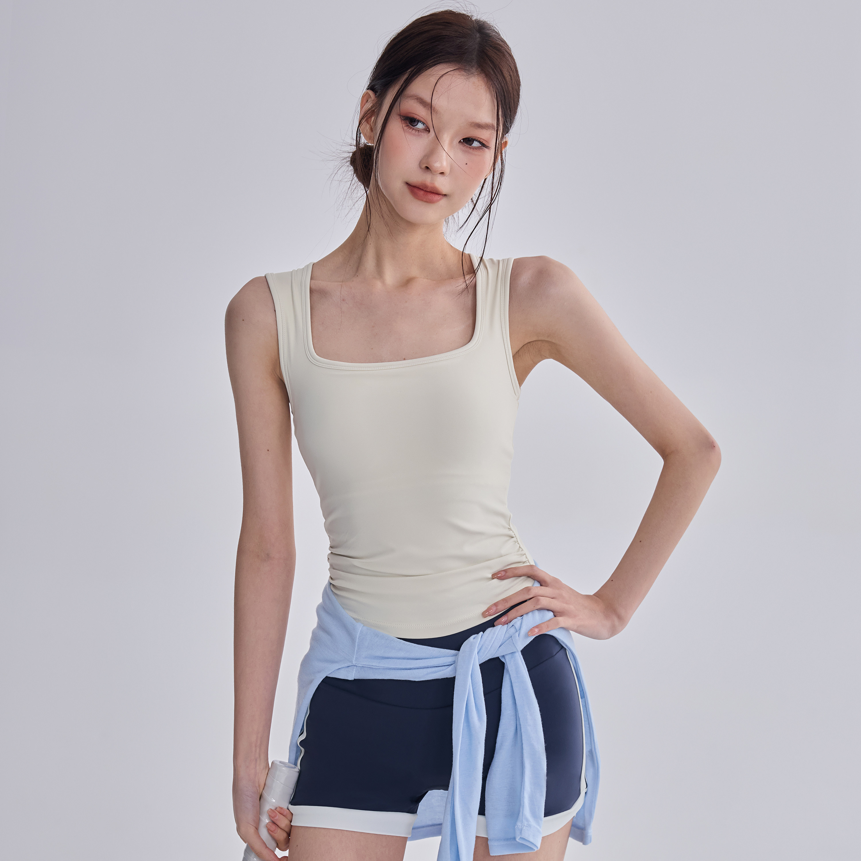 一体式运动背心女宽肩带瑜伽内衣健身遮副乳普拉提训练服美背吊带图片