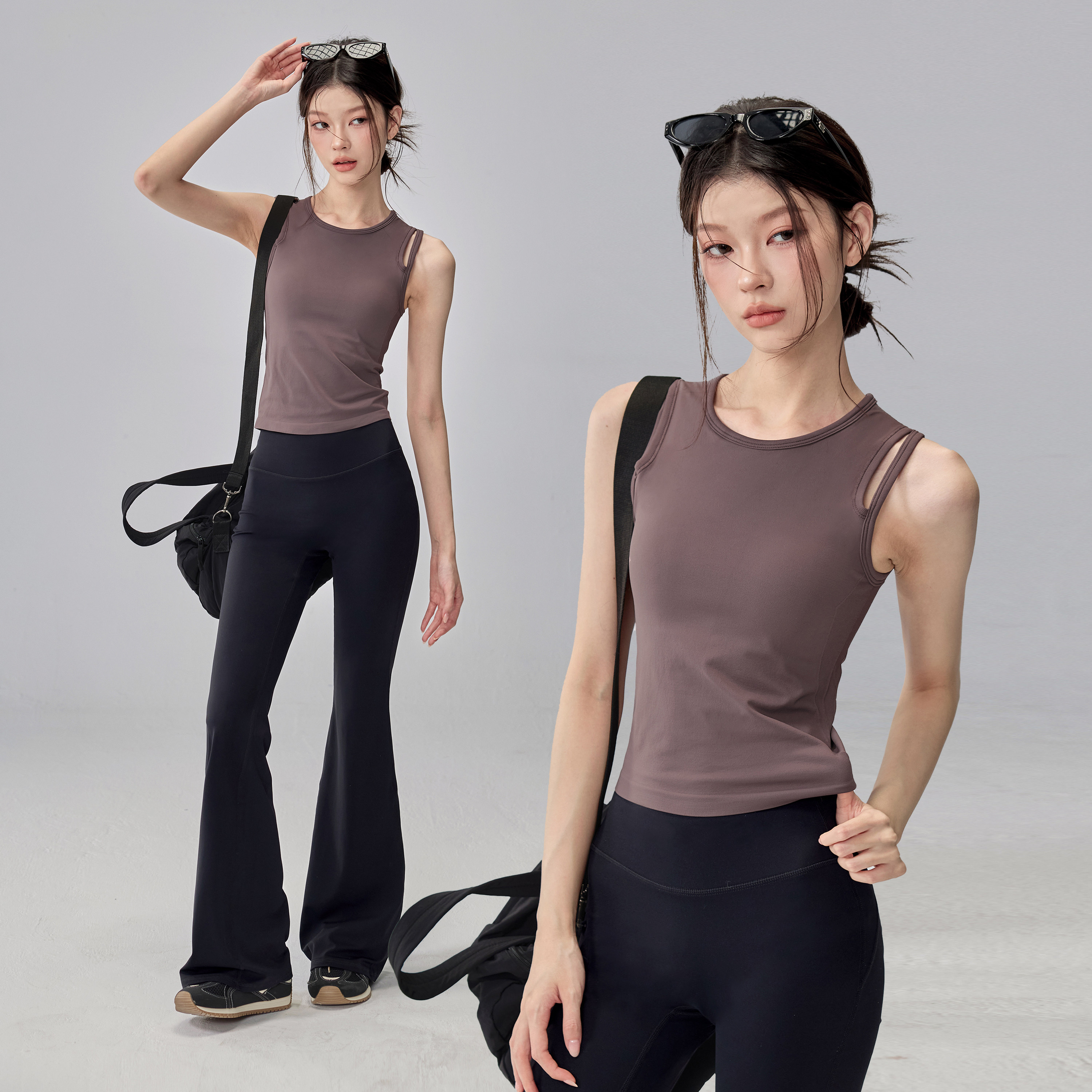 一体式运动背心女弹力防震聚拢健身内衣普拉提无袖速干瑜伽服上衣