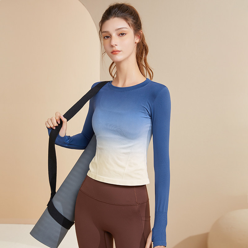 宋站高颜值瑜伽服长袖女渐变色紧身显瘦运动上衣跑步训练健身t恤,运动服/休闲服装,健身衣,淘宝优惠券,粉丝福利购,淘宝优惠卷