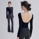 美背瑜伽服女2026新款 上衣普拉提训练运动T恤 带胸垫外穿健身长袖