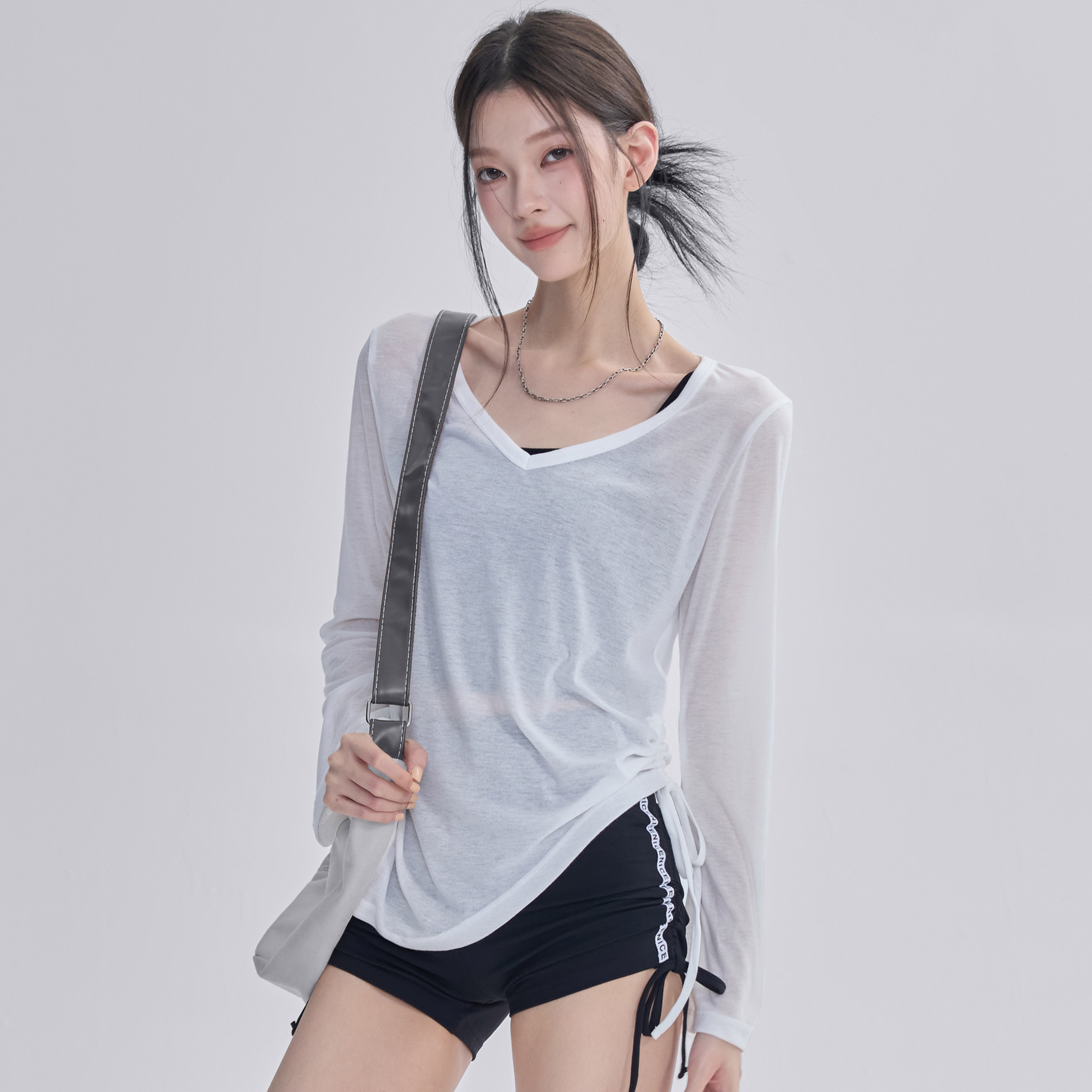 宽松薄款瑜伽服罩衫女透气速干运动健身上衣外穿普拉提长袖t恤秋