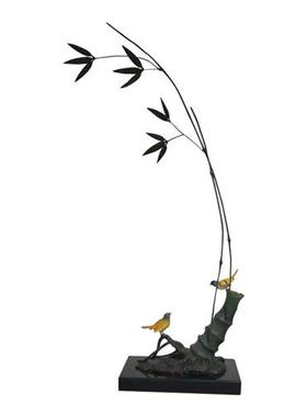 现代新中式禅意石头竹子摆酒店大堂设样板房间创意玄关装饰品摆件