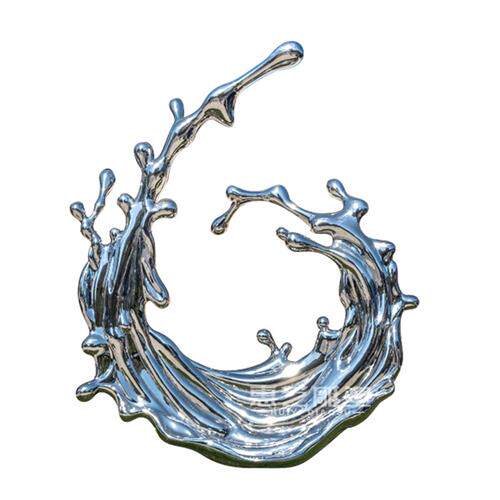 不锈钢镜面水浪花雕塑定制庭院酒店水景艺术摆件新中式风格落地雕
