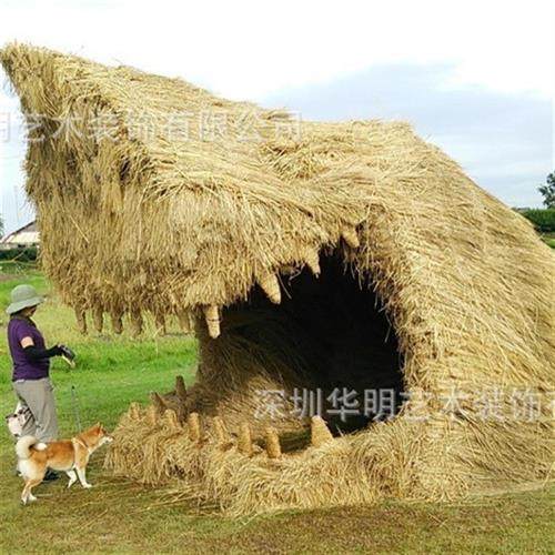 草编艺术干稻草稻草人工艺品雕塑稻草人动物卡通人物编织
