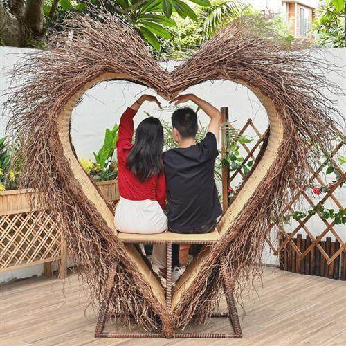 网红鸟巢椅打卡景区创意婚纱摄影拍照道具巴厘岛悬挂秋千藤编座椅