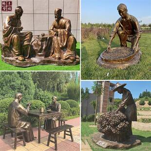 曲阳厂家铸铜景观小品拉琴人物雕塑公园户外音乐主题铜雕塑摆件