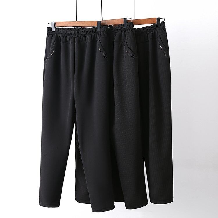 妈妈裤子秋冬款加绒加厚羊羔绒中老年人女裤奶奶长裤宽松棉裤外穿