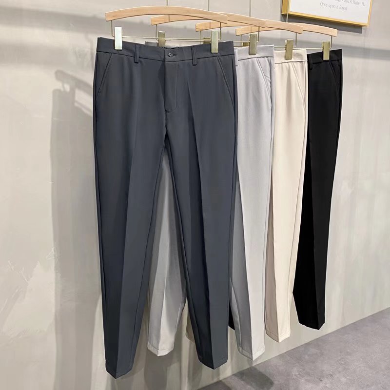 裤子男韩版潮流春夏季新款九分小西裤男士修身垂感西装裤休闲长裤