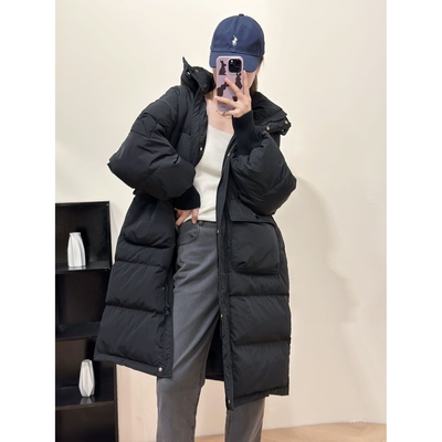 白鸭绒反季新款韩版宽松羽绒服女长款大口袋通勤百搭加厚保暖外套