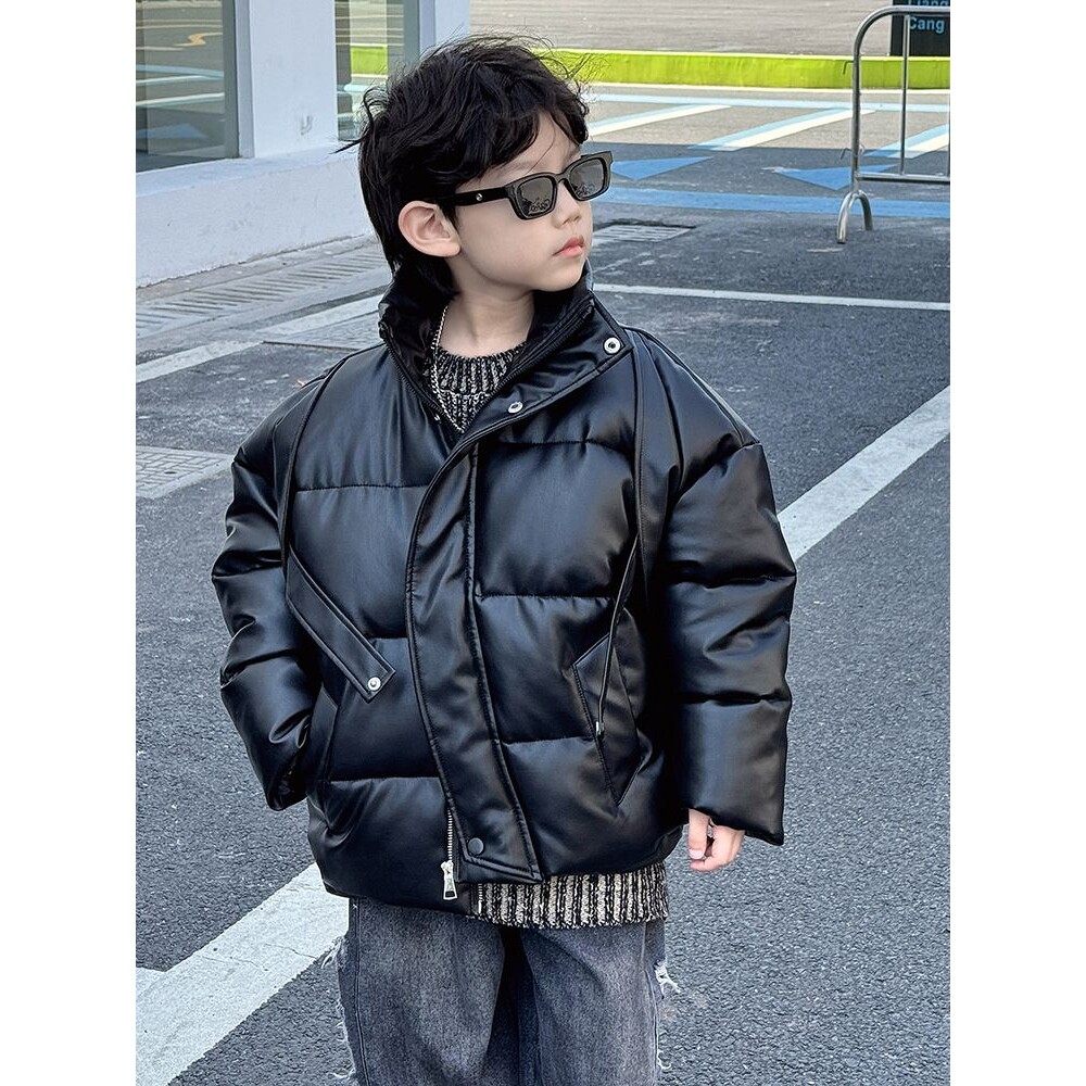 儿童加厚棉衣2025冬季新款男童韩版防风保暖皮衣中小童冬装棉服潮