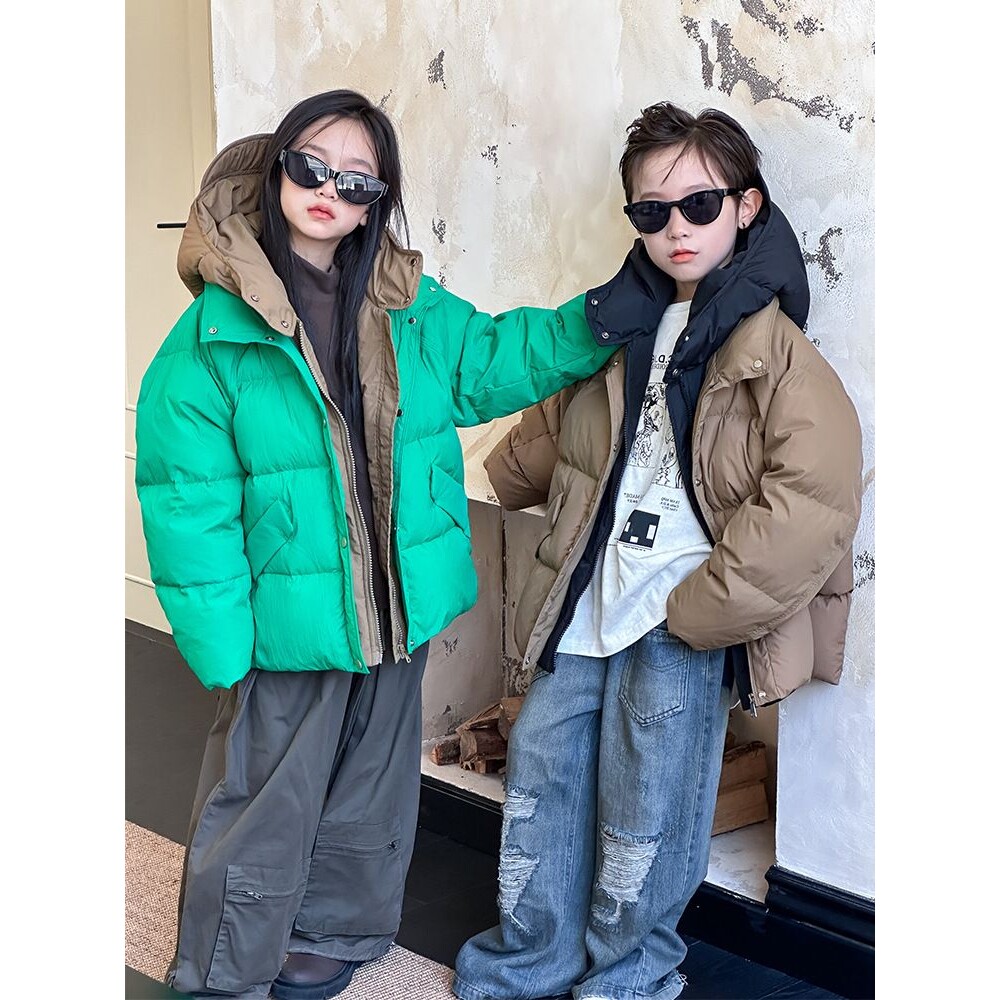 儿童羽绒服男女童冬季韩版2025新款外套中大童加厚暖假两件面包服