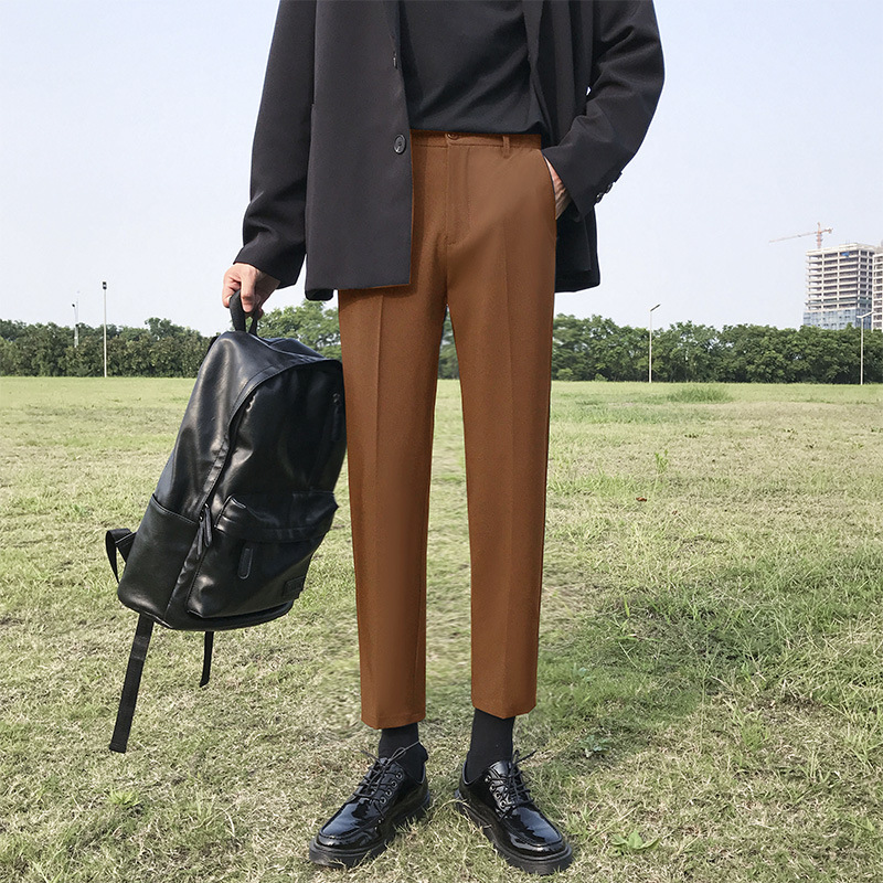裤子男西裤春夏季新款男生九分裤垂感宽松男西装裤休闲男长裤