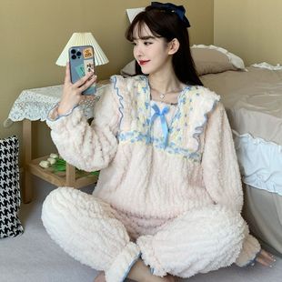睡袍可爱学生宿舍加绒加厚可外穿家居服女 睡衣女冬季 新款 韩版
