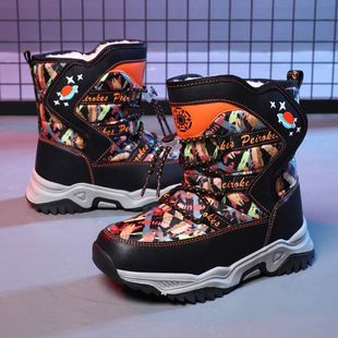 童鞋男童棉靴儿童加绒加厚保暖棉鞋防水中大童女童靴子防滑雪地靴