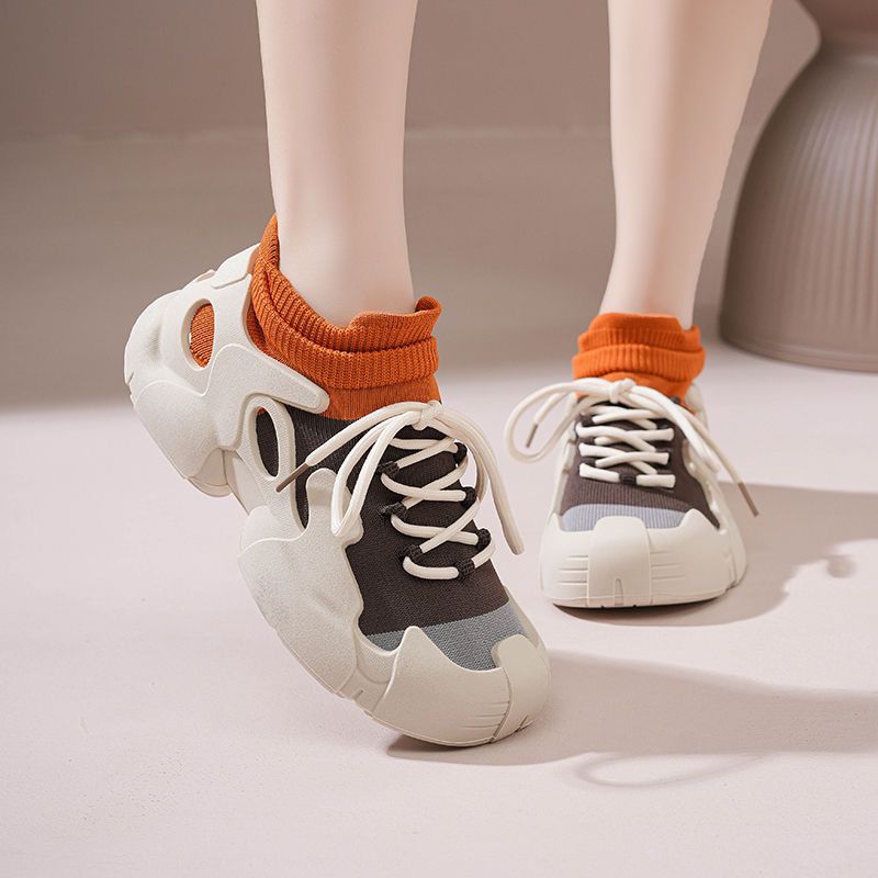 老爹鞋2025新款透气飞织机甲风女鞋厚底时尚外出出运动休闲鞋女