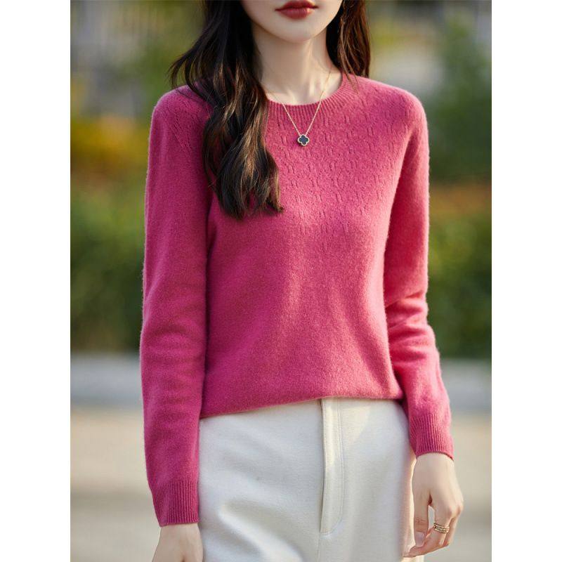 圆领钩花镂空一线成衣针织衫女秋冬新款宽松内搭毛衫套头打底毛衣,女装/女士精品,羊绒衫,淘宝优惠券,粉丝福利购,淘宝优惠卷