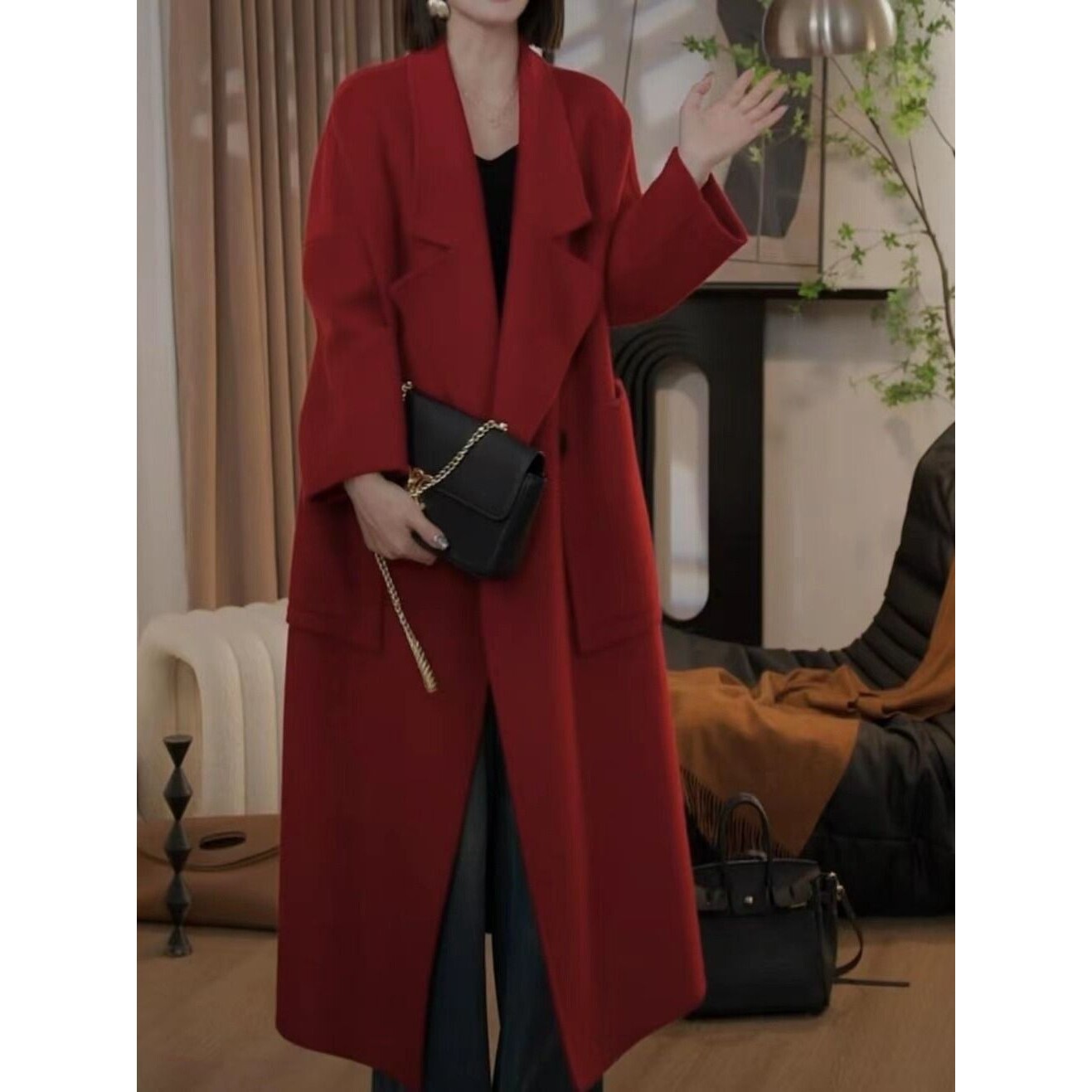 韩版羊毛大衣高级感气质穿搭休闲宽松慵懒风双面呢毛呢羊绒外套女