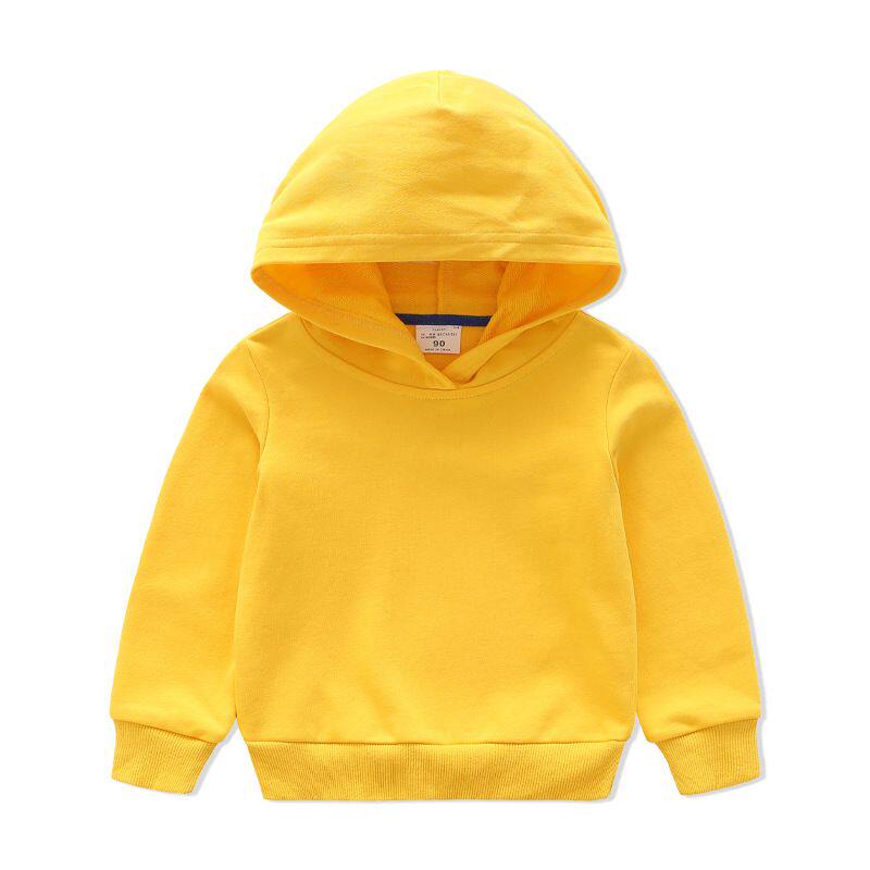 儿童连帽卫衣纯棉薄款纯色空白带帽外套头衫运动长袖净版童装